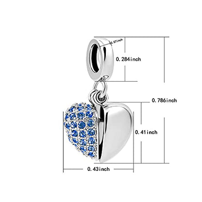 KunBead Daughter Heart I Love You Birthstone Dangle Charms Compatible with Pandora Bracelet Gift for Womens Birthday - color: Deep Blue