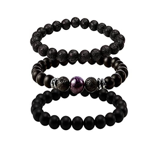 Eigso 6-8mm Wood Beads Bracelet Prayer Beads for Meditation Buddha Tibetan Bracelet for Men and Women - color: A2 : 3 Pcs Different