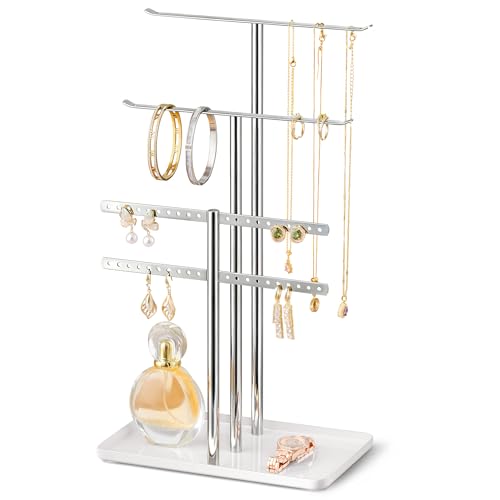 pickpiff Silver Jewelry Organizer: 14.5" Sturdy Stand for 80 Pcs Jewelry - color: Chrome Silver, size: 14.5" Height