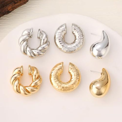 Chunky Gold Ear Cuffs Earrings for Women Non Piercing Gold Cuff Clip On Cartilage Hoop Earring Trendy Lightweight Thick Cuff Earrings for Women - color: gold4