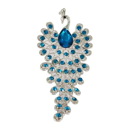 Elegant Floral Brooch Pins for Women, Crystal Pearl Rhinestone CZ Flower Lapel Pin Wedding Party Exquisite Brooches and Pins for Women Ladies - color: Silver+Blue