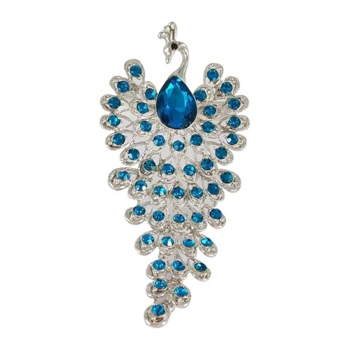 Elegant Floral Brooch Pins for Women, Crystal Pearl Rhinestone CZ Flower Lapel Pin Wedding Party Exquisite Brooches and Pins for Women Ladies - color: Silver+Blue