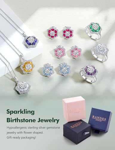 Flower Engagement Promise Ring Sterling Silver Birthstone Rings for Women Sapphire/Emerald/Ruby Gemstone Six Leaf Clover Statement Cocktail Ring Size 6 to 10 - style: 01. January-Created Garnet