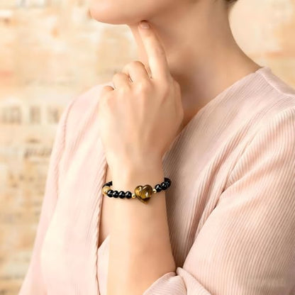 Heart Crystal Bracelet,Natural Gemstone Healing Bead Bracelet | Handmade Jewelry Gifts for Women Men,Graduation Gift for Her - color: Tigers Eye Bracelet