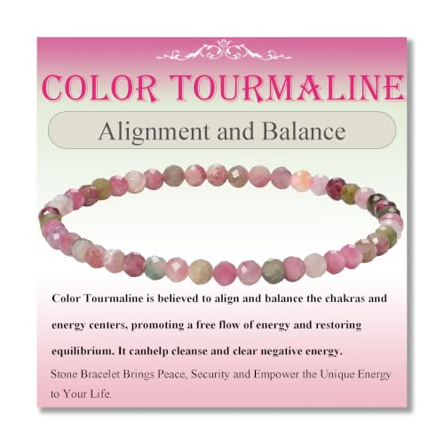 MASSIVE BEADS Natural Genuine Gemstone Beads Healing Crystal Chakra Reiki Jewelry Faceted Round Beads Bracelets 3mm - color: Color Tourmaline B