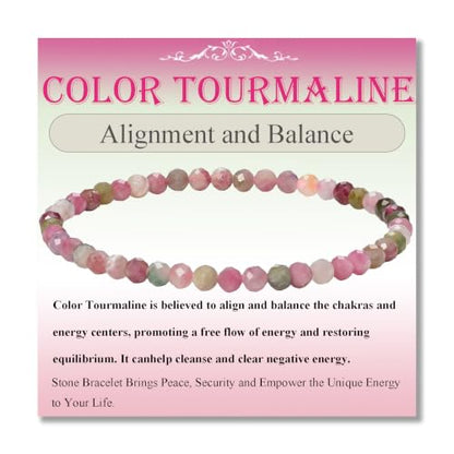 MASSIVE BEADS Natural Genuine Gemstone Beads Healing Crystal Chakra Reiki Jewelry Faceted Round Beads Bracelets 3mm - color: Color Tourmaline B