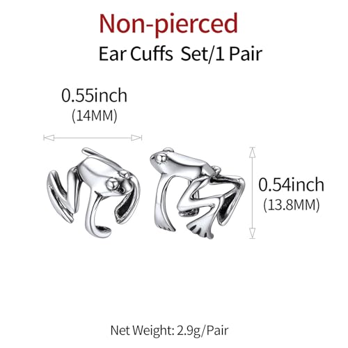 ChicSilver 925 Sterling Silver Ear Cuffs Non-Piercing Cartilage Earrings: Various Styles, Conch Cuffs (with Gift Box) - style: C: Frog Cuff