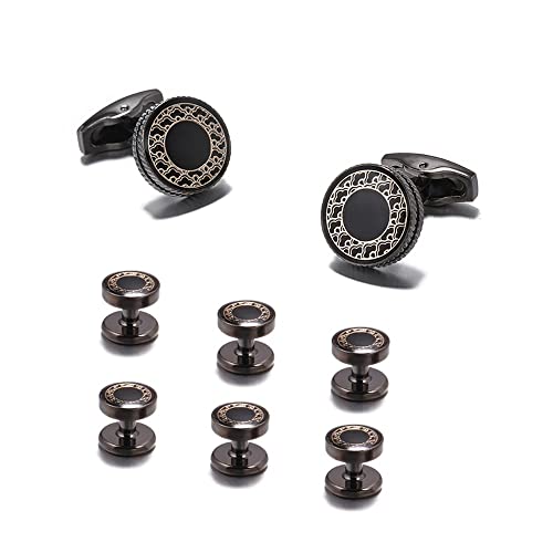 Cufflinks, Black Cufflink Stud 8 Pcs Set Tuxedo Collar Stud 15mm