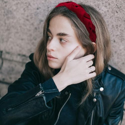 Braided Velvet Headband for Women Wide Hair Band | Wide Fabric Red Braided Cute Handmade Makeup Hair Band Thin and Thick Hair Skincare Boho Spring Headband for Washing Face - color: Fabric Red Headbands
