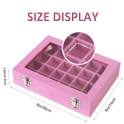 Velvet Jewelry Box 24 Grid Jewelry Earrings Display Organiser Box Ring Tray Holder Earrings Storage Case for Girls Wife Mom Women (Light Pink) - color: Light Pink
