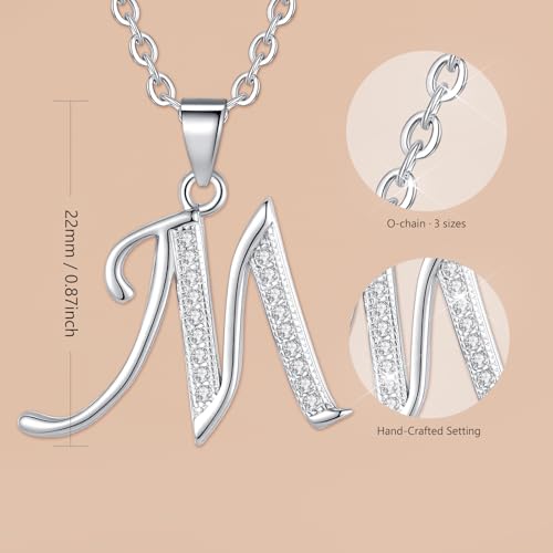 VIKI LYNN Dainty Initial Letter Pendant Necklace for Women | Cubic Zirconia Initial Jewelry, Personalized Letter Necklace, Dainty Women Jewelry, Birthday Gift Idea for Her, Mom and Wife - color: Silver, style: Silver-M
