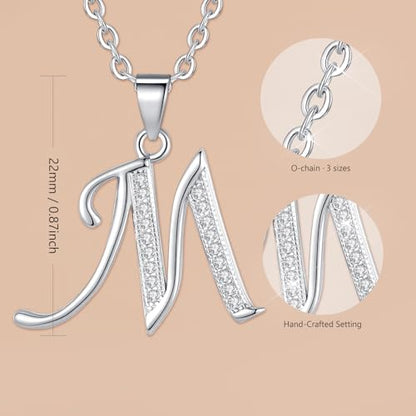 VIKI LYNN Dainty Initial Letter Pendant Necklace for Women | Cubic Zirconia Initial Jewelry, Personalized Letter Necklace, Dainty Women Jewelry, Birthday Gift Idea for Her, Mom and Wife - color: Silver, style: Silver-M