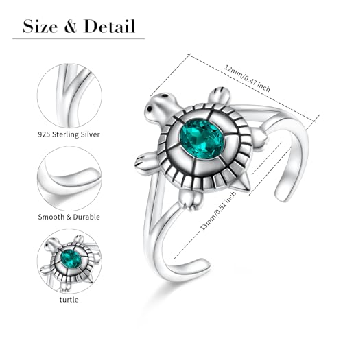 Alphm 925 Sterling Silver Toe Ring for Women Adjustable Open Toe Ring Foot Jewelry Gift - color: White-Tutle