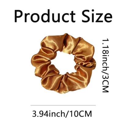 Silk Hair Ties Ponytail Holder Hairs Bow Ropes Elastics Hairtie Accessories Wide 0.8inch on Hair No Damage No Crease for Women Curly Thick Wavy Hair(30Pcs Dark Yellow) - color: Dark Yellow