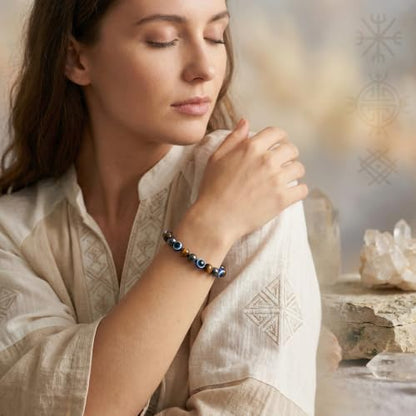 Bivei Protection Crystal Healing Bracelet | 8MM Strength Bracelet Spiritual Stretch Beaded Jewelry for Women Men Gift - color: Protection, size: Large 8-8.27 inch