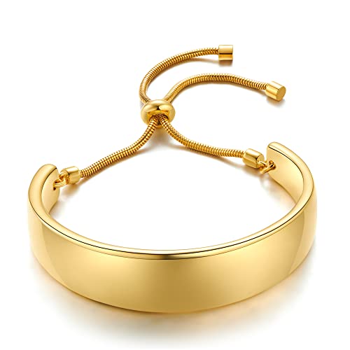 14K Gold Bracelets for Women Adjustable Slider Bracelet Bangle Bracelets for Women Trendy Chain Bracelet - color: Gold
