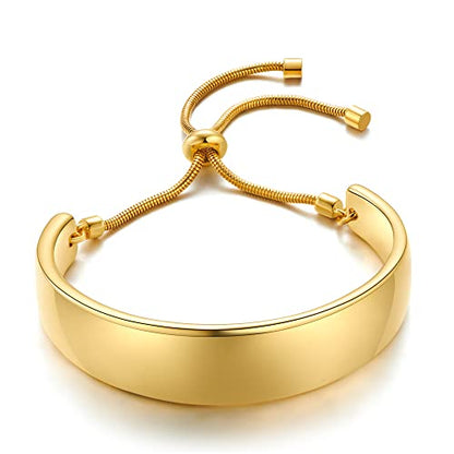 14K Gold Bracelets for Women Adjustable Slider Bracelet Bangle Bracelets for Women Trendy Chain Bracelet - color: Gold