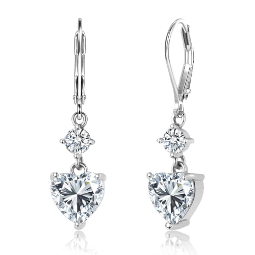 Silver Dangle Double Hoop Earrings For Women Paperclip Link Earring | Drop Small Silver Earrings Square Huggie Paperclip Dangly Hoop Silver Hoops Earrings Jewelry - color: Silver Heart