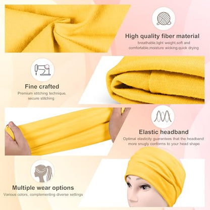 DiyJibb Headbands for Women, 7PCS Wide Cloth Hair Bands for Workout, Yoga, Skincare & Daily Wear, Soft & Stretchy - color: Black, red, blue, olive green, yellow, light pink