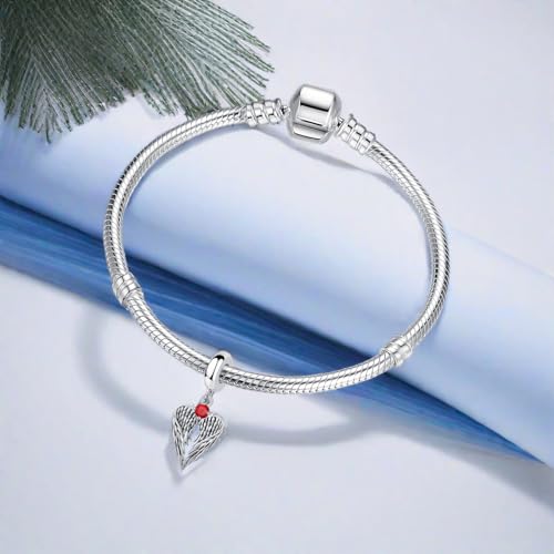 TCHYUN Spread Angle Wings Dangle Charm 12 Birthstone Bead for Pandora Bracelet Women Gift - style: Jul