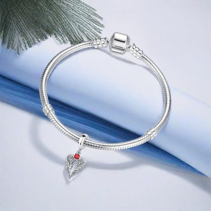 TCHYUN Spread Angle Wings Dangle Charm 12 Birthstone Bead for Pandora Bracelet Women Gift - style: Jul