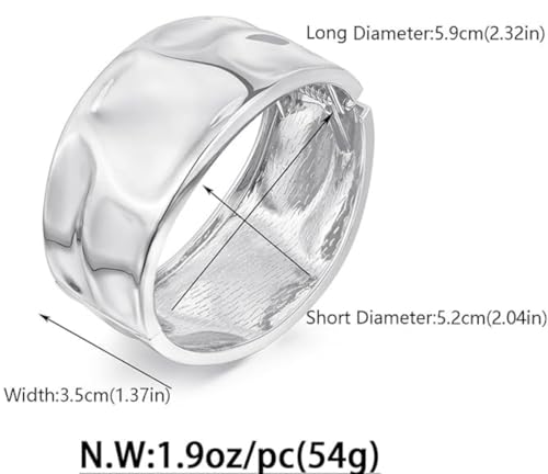 Gold/Silver Cuff Bangle Bracelets For Women Chunky Waterdrop Twisted Hinged Bangle Bracelets Minimalist Arm Cuff Bracelet Jewelry Gifts - color: 1Silver