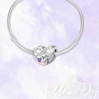 925 Sterling Silver Charms for Bracelets Necklaces Dangle Pendant With 5A Cubic Zirconias Bead Charm for Women DIY Jewelry - style: Love Mom Forever