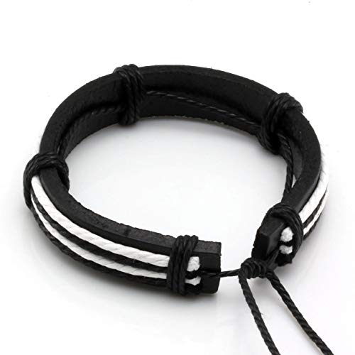 6-12PCS Braided Faux Leather Bracelet Punk Cuff Wrap Bracelets for Men Women Adjustable - color: J:12pcs