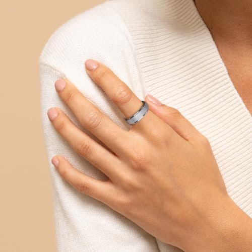 LAOYOU Spinner Anxiety Relief Fidget Ring for Women | 6MM Titanium Stainless Steel Glitter Stress Relieve Calming Rings Non Tarnish Hypoallergenic - color: 1pc Silver Color