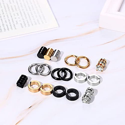 Aroncent Stainless Steel Hoop Earrings: 3-8 Pairs Men Small Hoop Huggie Hinged Earrings Set for Men Women 4mm Valentine Day Gifts - color: Magnetic-Hoop
