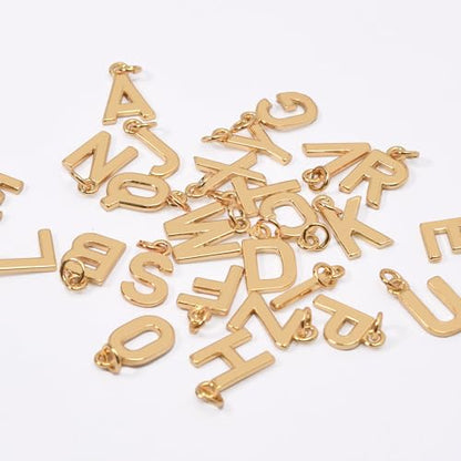 18K Gold Filled A-Z Alphabet Letters Charms,26Pcs Initial A-Z Alphabet Charms,Bracelet Necklace Earrings Charms for DIY Jewelry Making - color: Gold