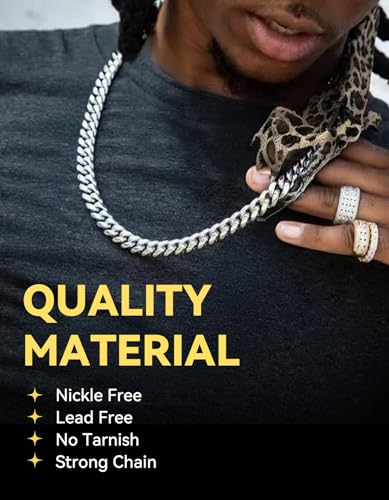 ChainsHouse Miami Cuban Link Chain Necklace for Men, Stainless Steel | 4.8/6/10/14mm Widths, Black/14K Gold Plated Finishes, Hip Hop Style, Daily Wear, Gift Box Included - color: Silver