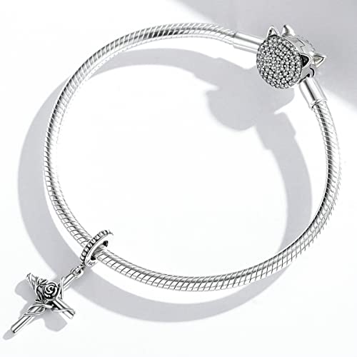 Animal Charms for Bracelets 925 Sterling Silver Bead Charms Bee Butterfly Fox Charm Fits Bracelets and Necklaces Cute Charms for Women - color: Cross