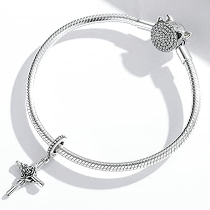 Animal Charms for Bracelets 925 Sterling Silver Bead Charms Bee Butterfly Fox Charm Fits Bracelets and Necklaces Cute Charms for Women - color: Cross