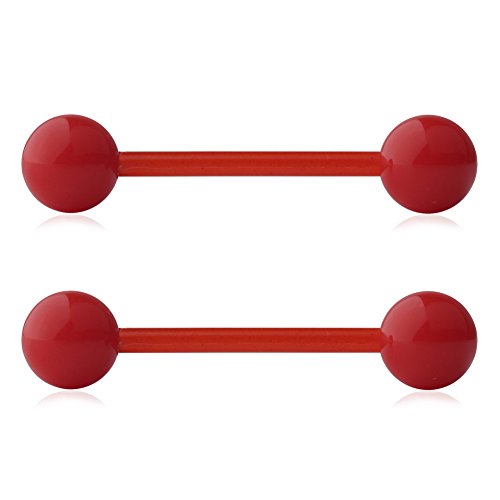 14G 16mm Acrylic Nipple Tongue Barbell Ring Body Piercing Jewelry Retainer 2-6PCS - color: 2PCS - Red