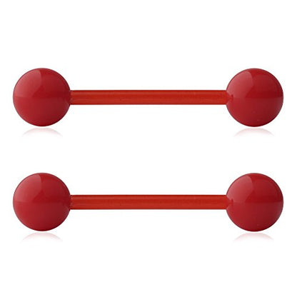 14G 16mm Acrylic Nipple Tongue Barbell Ring Body Piercing Jewelry Retainer 2-6PCS - color: 2PCS - Red