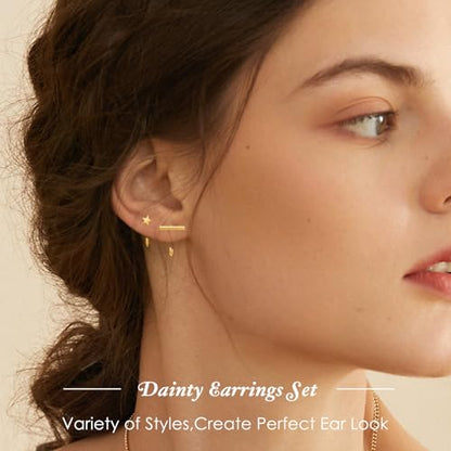 8 Pairs Stainless Steel Half Hoop Earrings | Huggie Hoop Earrings | Backless Earring for Women - color: Gold