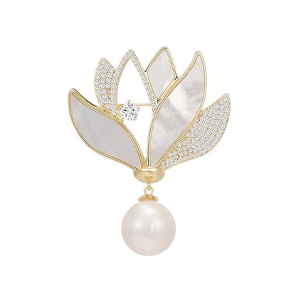 Brooches and Pins for Women Elegant Flower Pearl Brooches Costume Broches Jewelry Lady Christmas Pin for Women - style: GD-1912