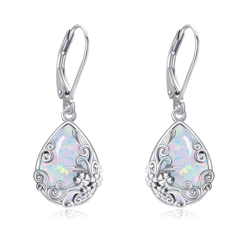 Black Onyx Earrings 925 Sterling Silver Black Onyx Dangle Drop Earrings Filigree Jewelry Gift for Women Girls - style: Opal