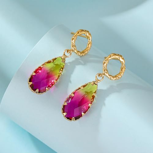 Crystal Earrings CXUEMH Teardrop Earrings for Women Blue and Green Dangle Earrings Elegant Earrings for Prom Emerald Green Earrings Formal Jewelry Crystal Drop Earrings - color: Style D