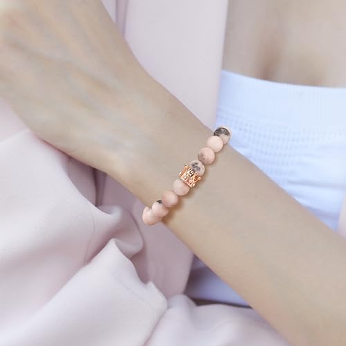 JoycuFF Woman Birthday Gifts Idea Friendship Gifts For Women Best Friends Besties Aunt Female Mom Daughter Granddaughter Gf Anniversary Christmas Graduation Healing Stone Crown Gifts For Her - style: 3.Best Friend Bracelet-Pink Zebra Jasper