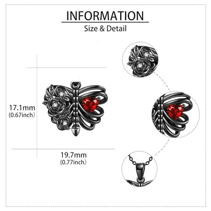Halloween Necklace 925 Sterling Silver Black Rose Rib Cage Heart Pendant Necklace Halloween Jewelry Gifts for Women Gothic Party - style: Cage Heart