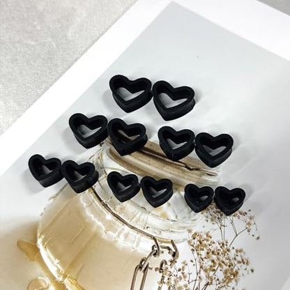 Heart Silicone Ear Tunnel Plugs Gauges Expanders Hollow Flexible Soft Tunnels Kit Stretcher Earrings Fashion Lobe Piercing Body Jewelry for Women Her 6 Pairs Set - color: Black, size: 14mm-25mm