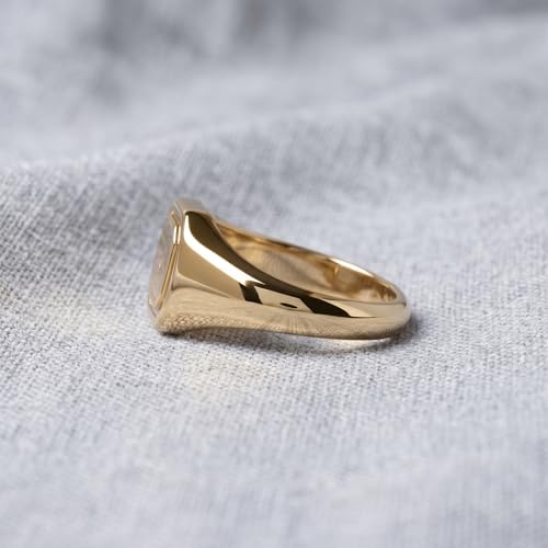 Visoka Men's Personalized Gold Signet Ring Custom Initial - Octagon Engraved Pinky Ring for Men, Stainless Steel Gold Plated, Statement Ring Gift for Boyfriend Groomsmen