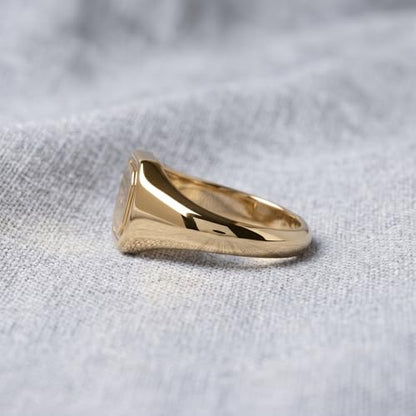 Visoka Men's Personalized Gold Signet Ring Custom Initial - Octagon Engraved Pinky Ring for Men, Stainless Steel Gold Plated, Statement Ring Gift for Boyfriend Groomsmen