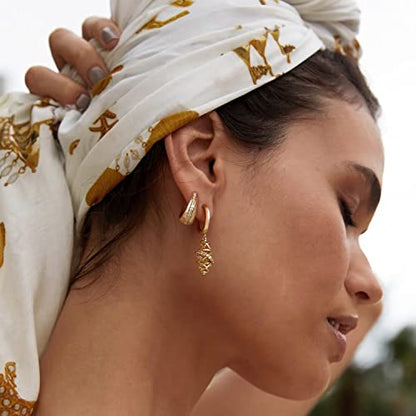 Women Gold Earrings Huggie Hoop Cubic Zirconia 14K Gold Plated Small Simple Hypoallergenic Everyday Jewelry - style: Band
