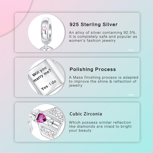 LUXILLA Charms for Bracelets & Necklace 925 Sterling Silver Charms Elephant Happy Birthday Charm Fit for Valentine's Day Mother's Day Jewelry Gift for Women - color: Church wedding Charm