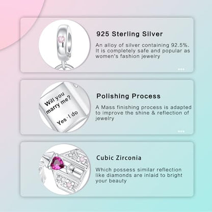 LUXILLA Charms for Bracelets & Necklace 925 Sterling Silver Charms Elephant Happy Birthday Charm Fit for Valentine's Day Mother's Day Jewelry Gift for Women - color: Church wedding Charm