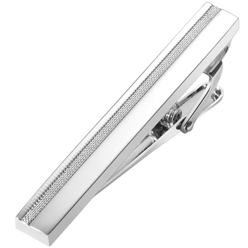 Tie Clip for Men Black, 2 Inch Tie Bar Tie Pins and Clips for Regular Tie, Unique Men Tie Clip Tie Clasp Silver Suitable for Wedding Anniversary, Business Professional, Father's Day Gift - style: Silver