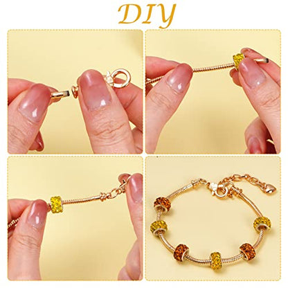 10pcs Chain Bracelets Kit Gold Plated Snake Chain with Heart Lobster European Charm Bracelet for Christmas DIY Women Jewelry Findings Bracelet Making (Gold) - color: Gold